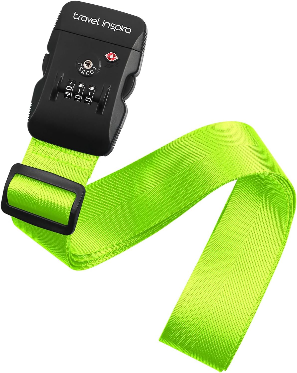Travel Inspira Luggage Straps with TSA Combination Lock - Adjustable, Easy to Use, Protect Your Luggage, Fluorescent Green