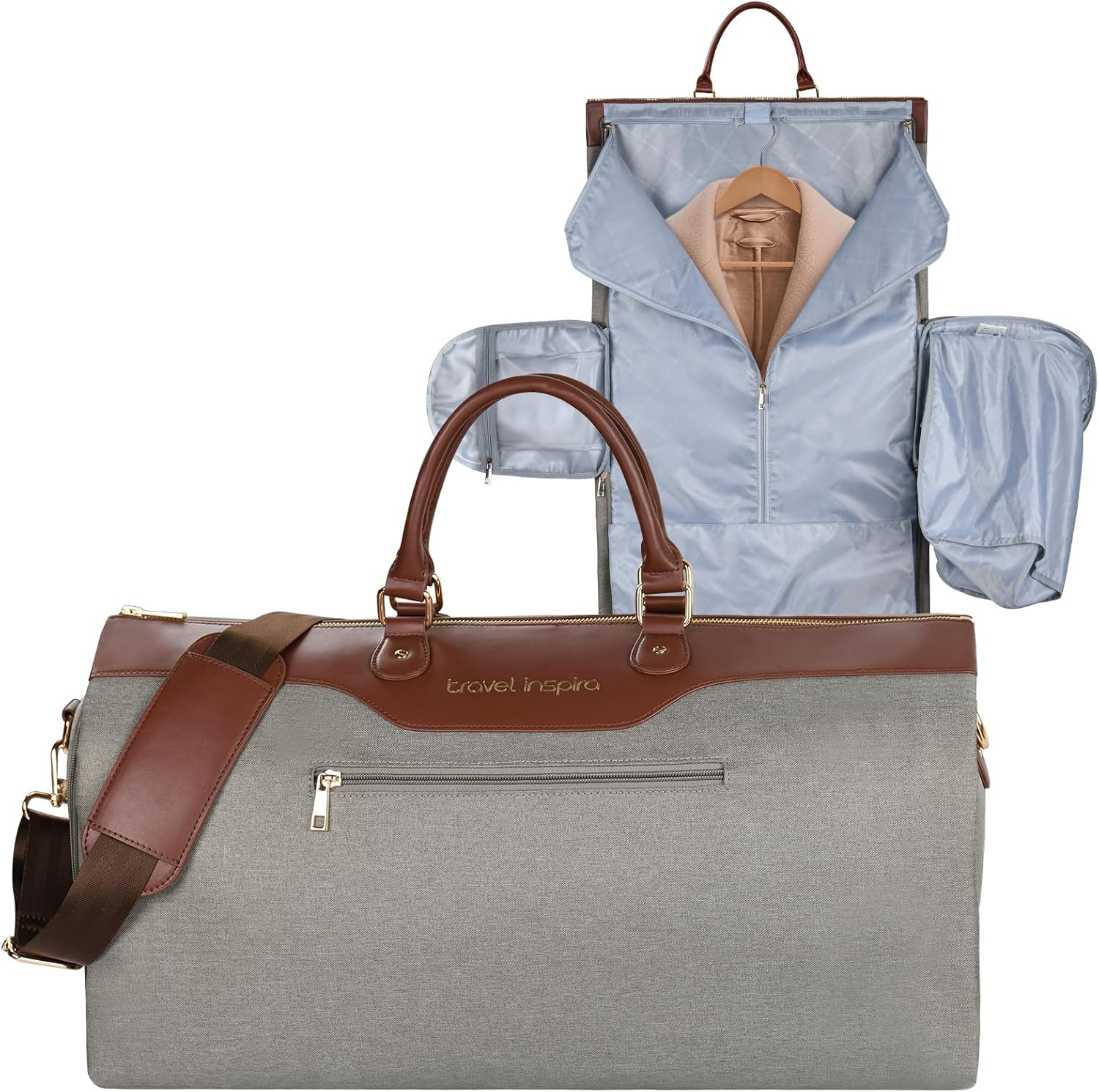 travel inspira Convertible Garment Bag with Shoulder Strap, Carry on Garment Duffel Bag for Women Men- 2 in 1 Hanging Suitcase Suit Travel Bags with Shoe Pouch Travel Bag for Work Airport