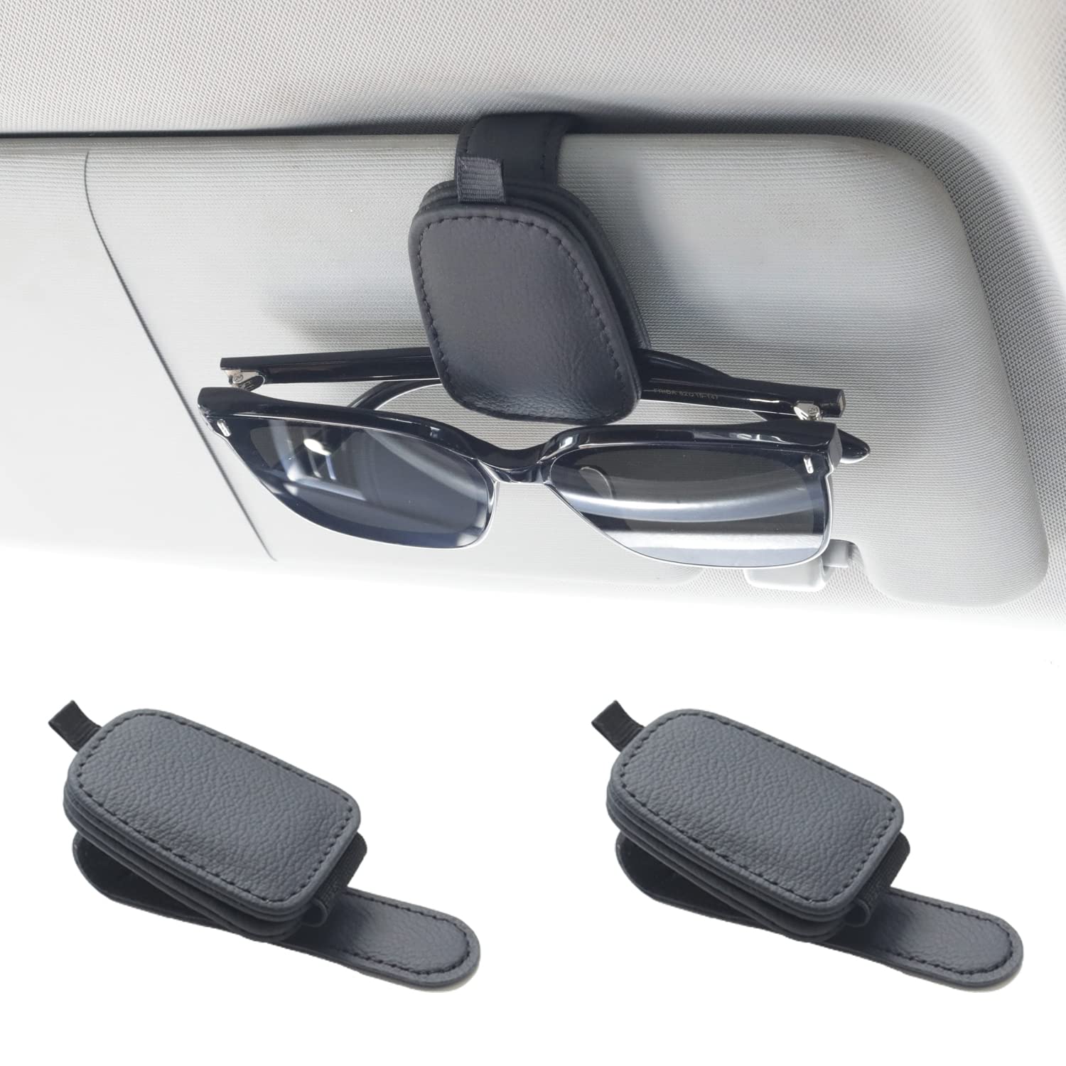 Universal Car Visor Magnetic Leather Sunglass Holder