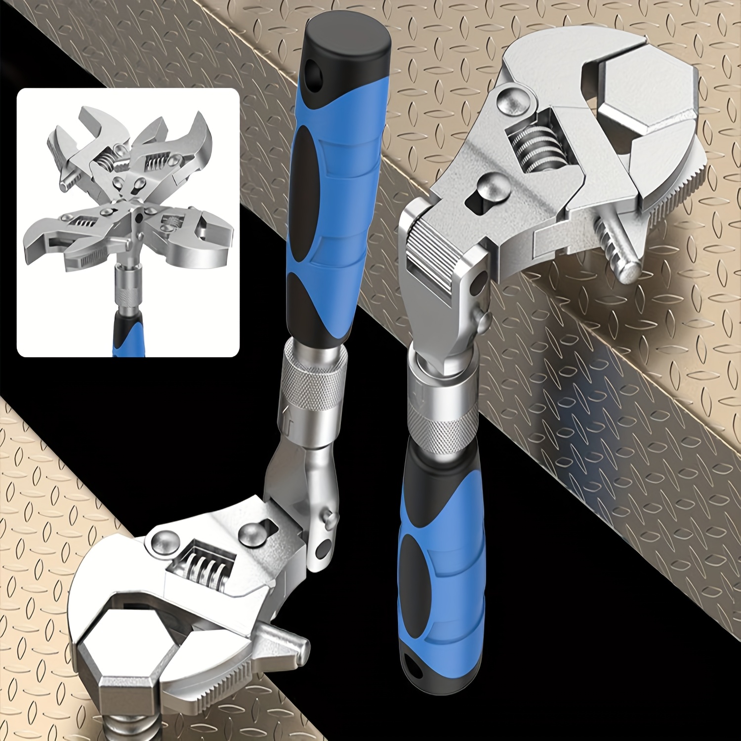 Multi-Angle Adjustable Wrench Tool – Flexible 180° Head, Extendable Handle for Home & Auto Repair