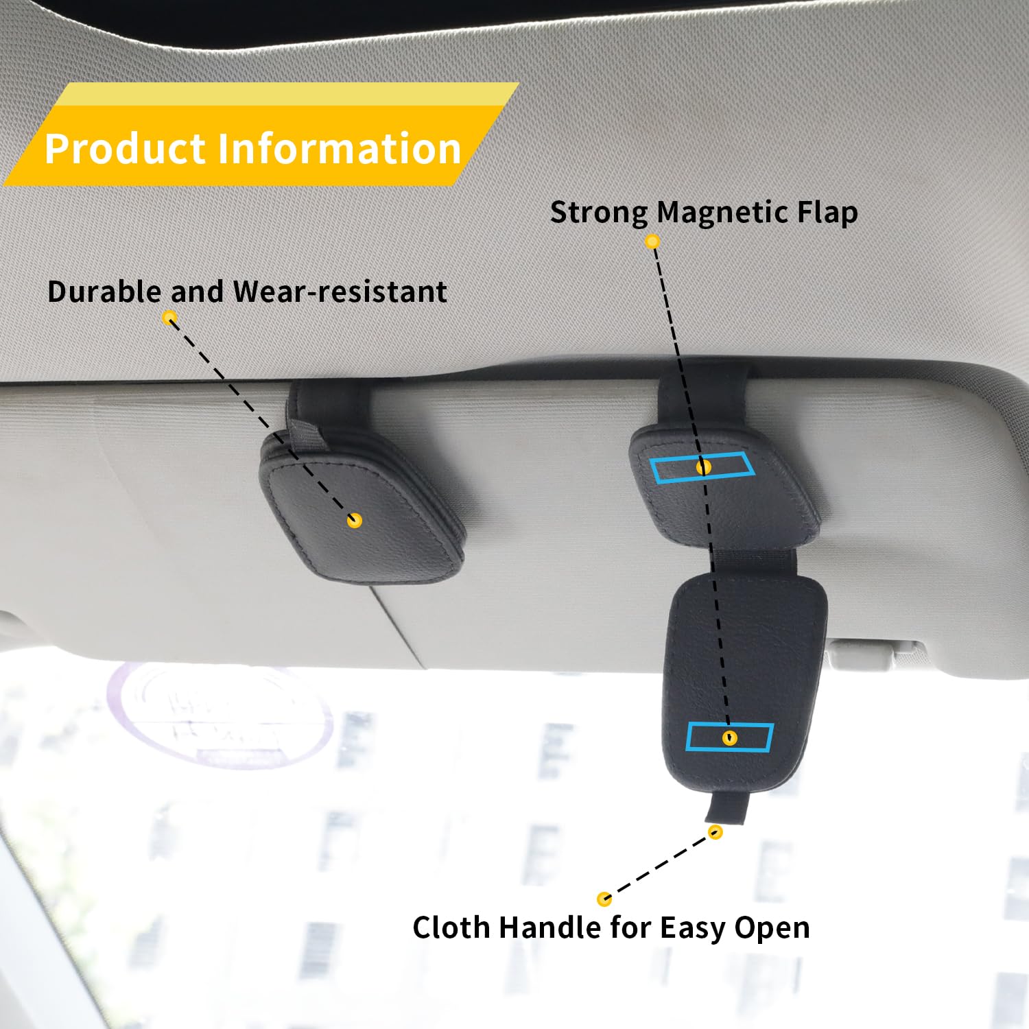 Universal Car Visor Magnetic Leather Sunglass Holder