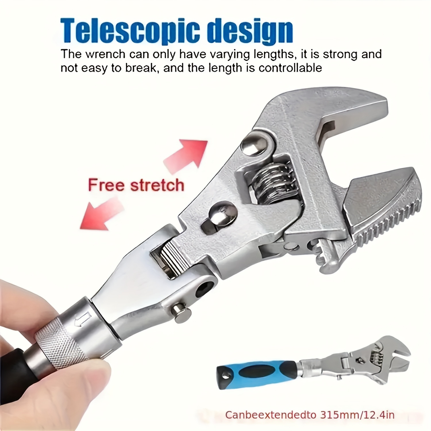 Multi-Angle Adjustable Wrench Tool – Flexible 180° Head, Extendable Handle for Home & Auto Repair