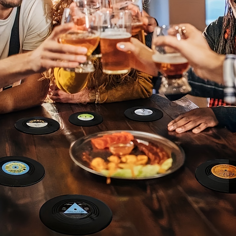 Classic Vinyl Record Coasters & Record Player