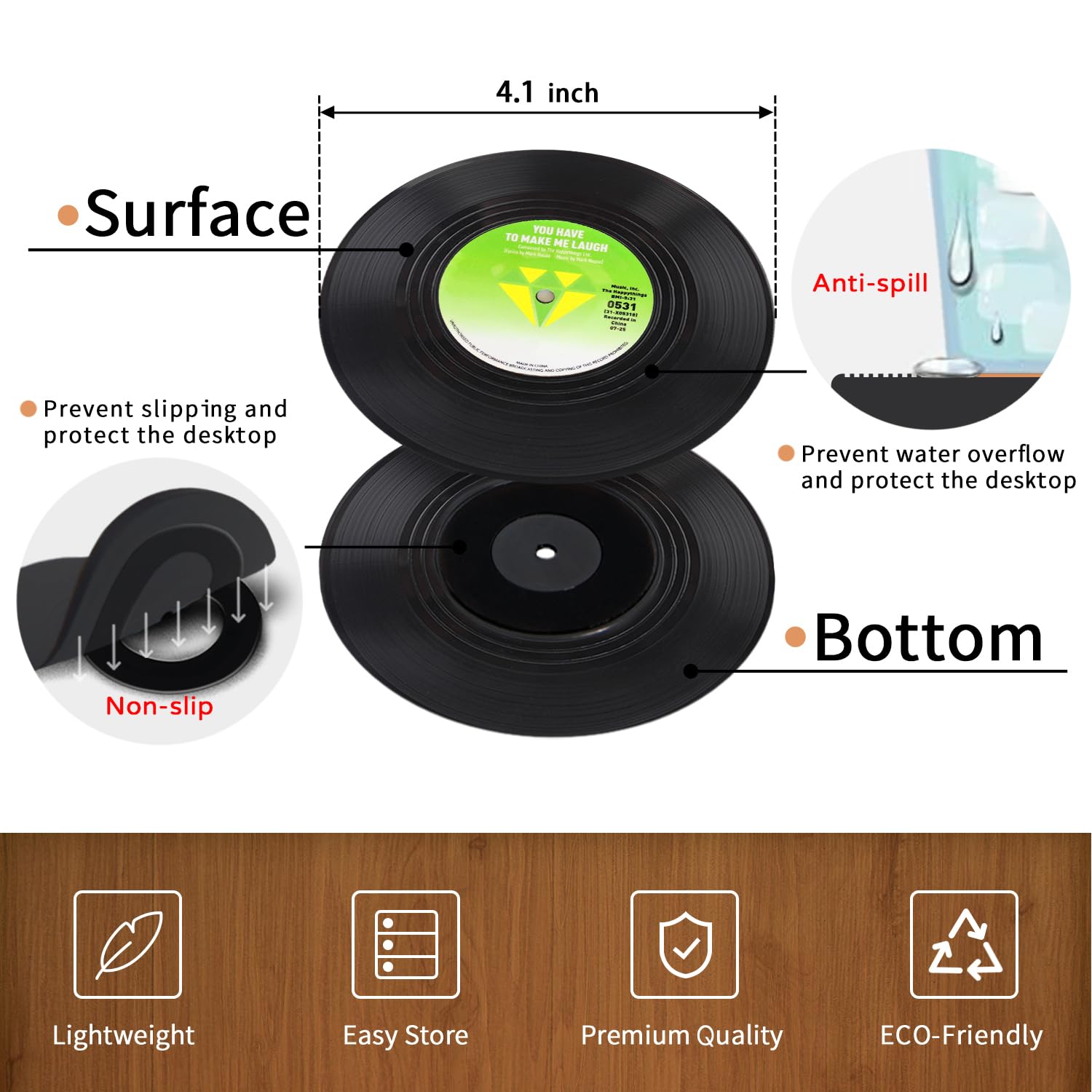 Classic Vinyl Record Coasters & Record Player