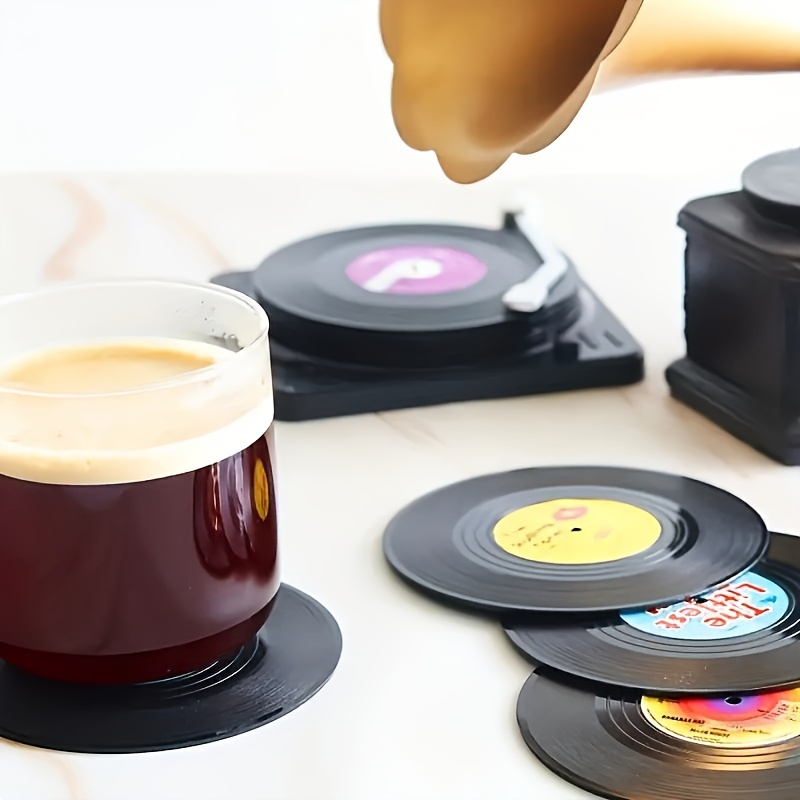 Classic Vinyl Record Coasters & Record Player