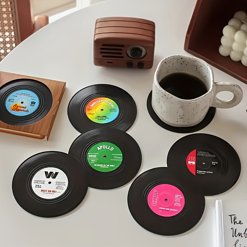 Classic Vinyl Record Coasters & Record Player