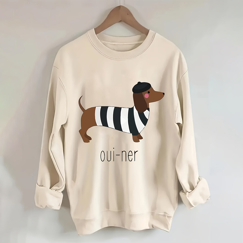 Women’s Dachshund “Oui Ner” Graphic Sweatshirt