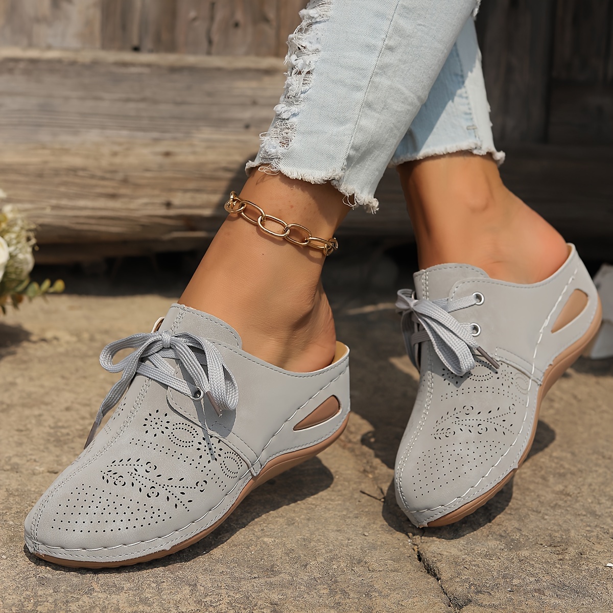 Women's Hollow Wedge Heeled Sandals