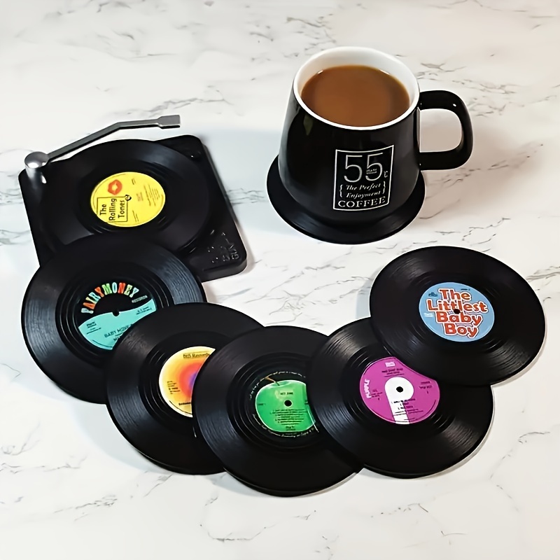 Classic Vinyl Record Coasters & Record Player