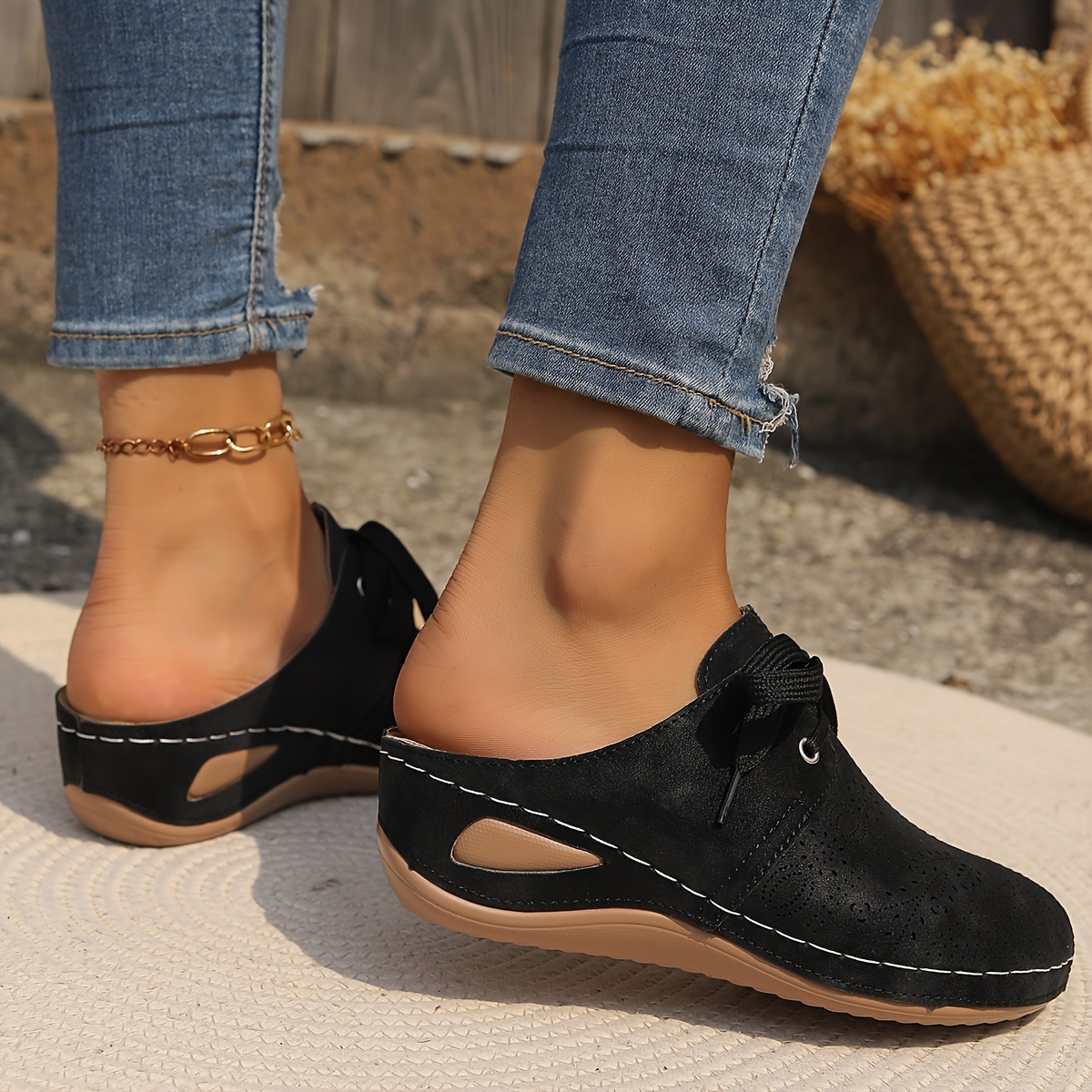 Women's Hollow Wedge Heeled Sandals