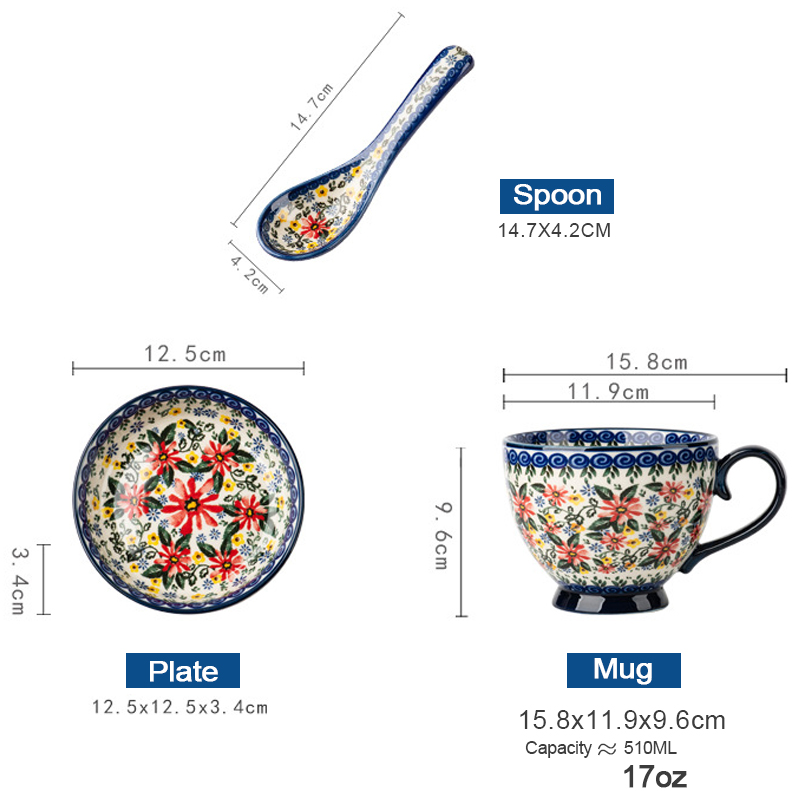 Hand Painted Floral Ceramic Set