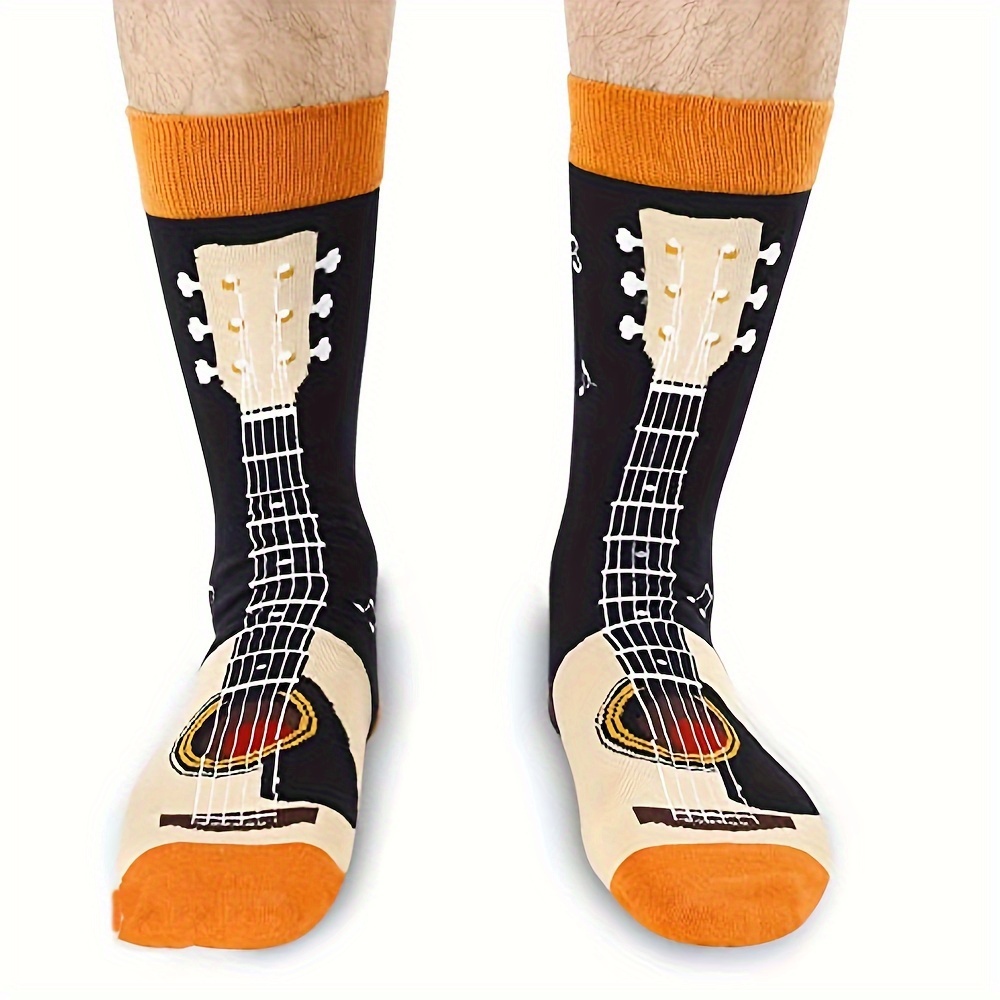 Guitar Patterned Crew Socks