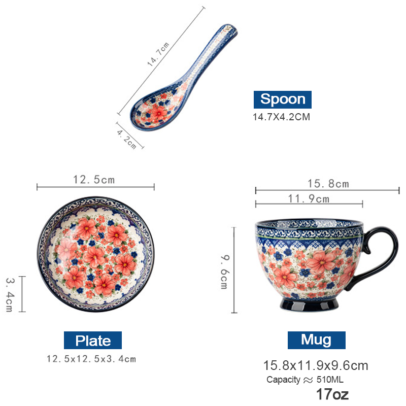 Hand Painted Floral Ceramic Set