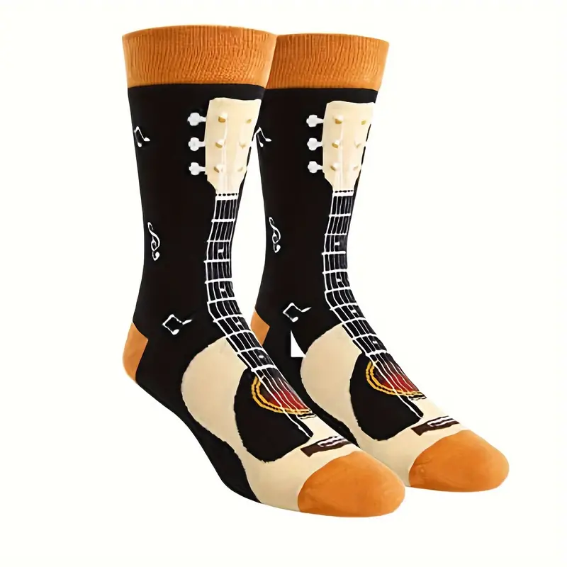 Guitar Patterned Crew Socks