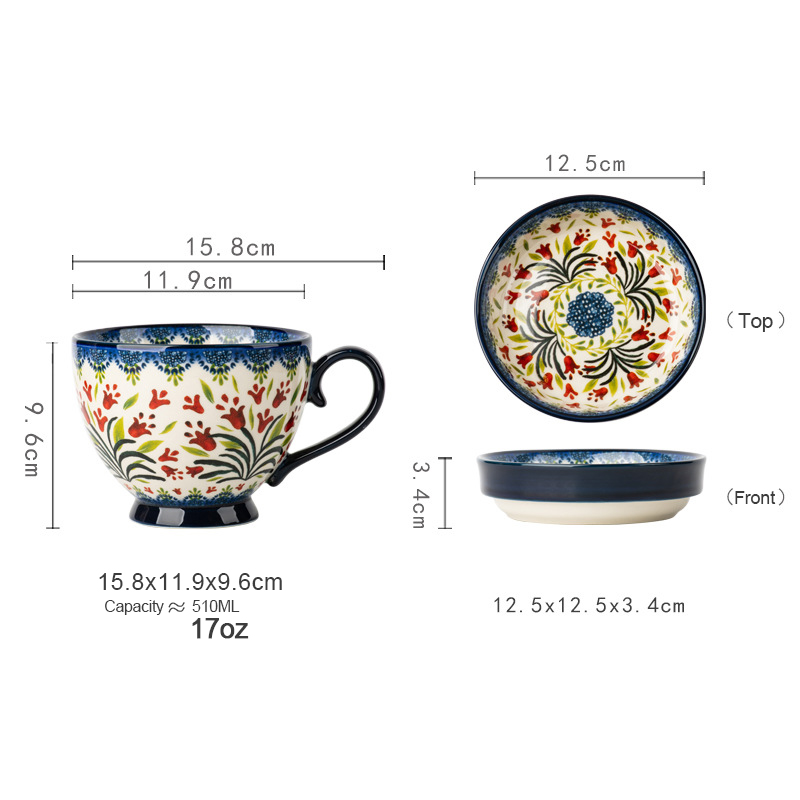 Hand Painted Floral Ceramic Set
