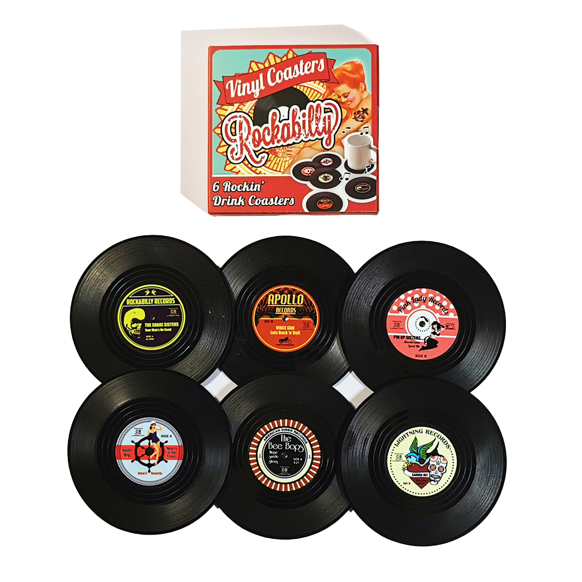 Classic Vinyl Record Coasters & Record Player
