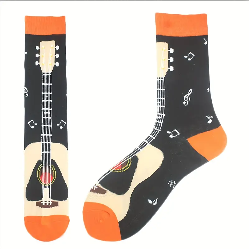 Guitar Patterned Crew Socks