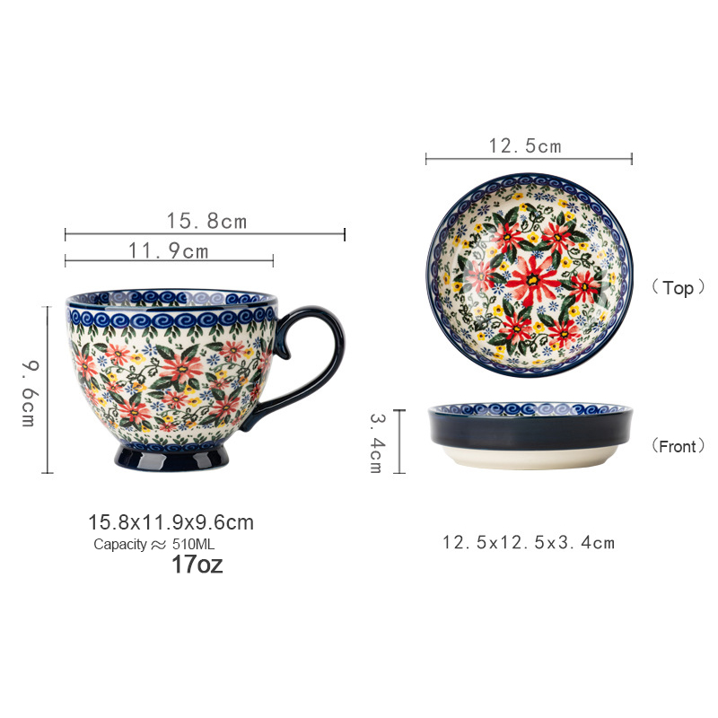 Hand Painted Floral Ceramic Set