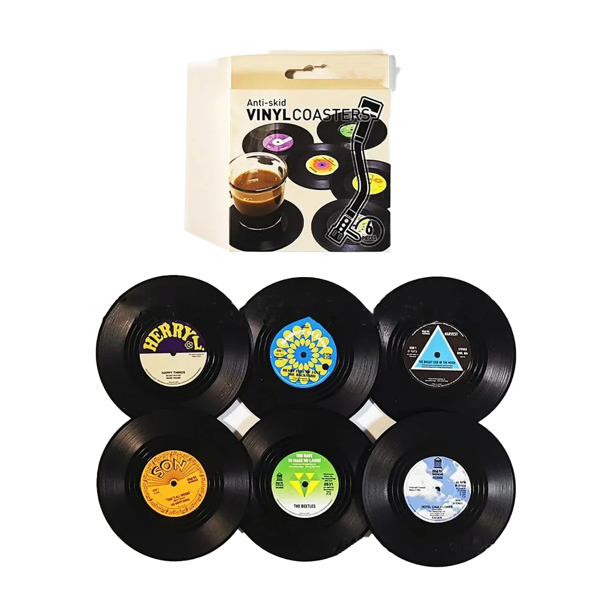 Classic Vinyl Record Coasters & Record Player