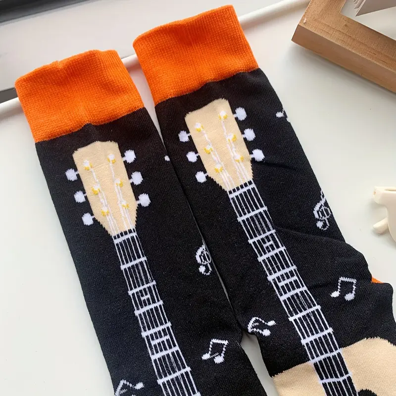 Guitar Patterned Crew Socks