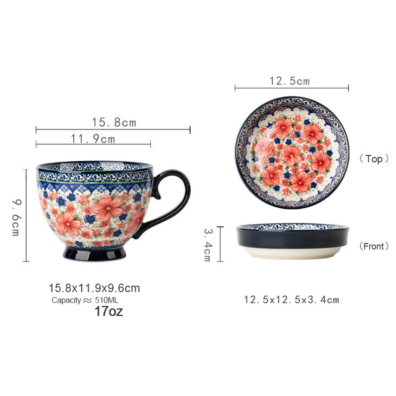 Hand Painted Floral Ceramic Set