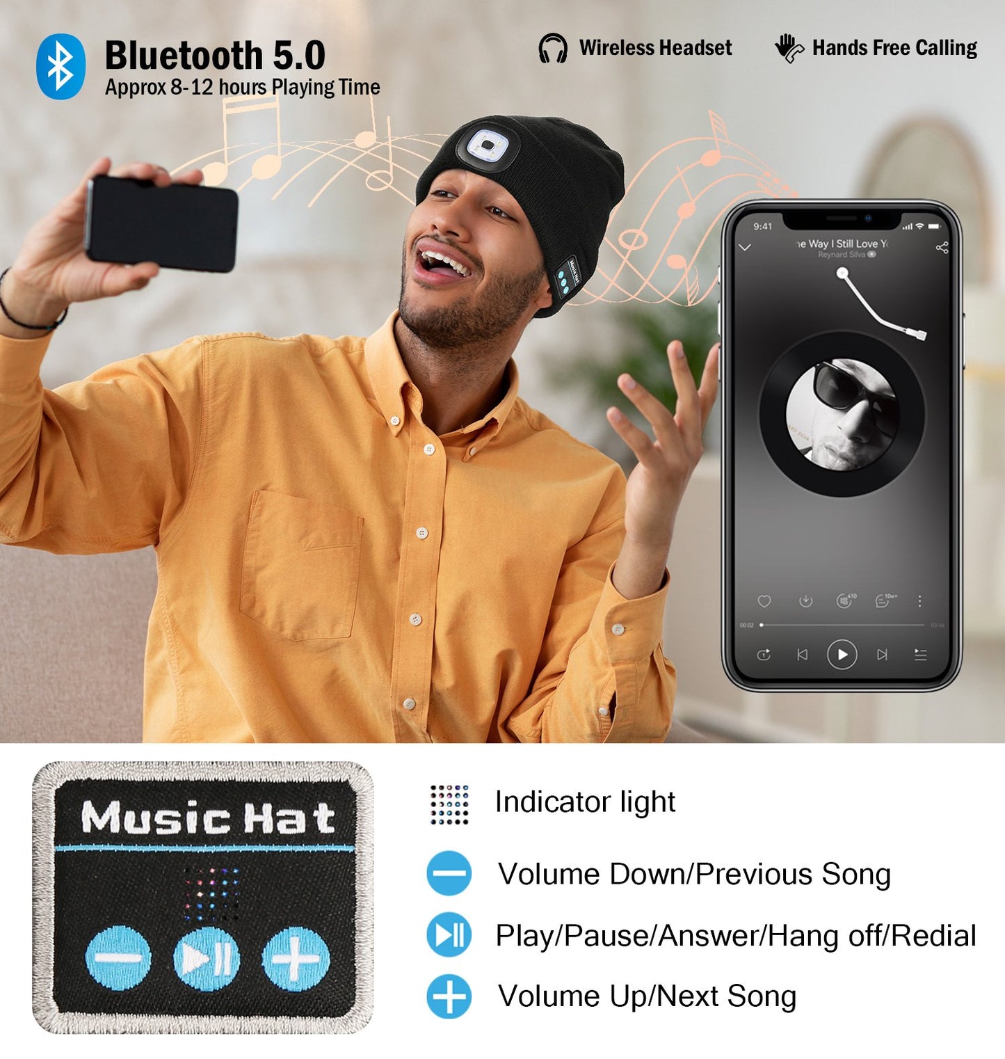 3-in-1 Winter Warm Bluetooth Hat