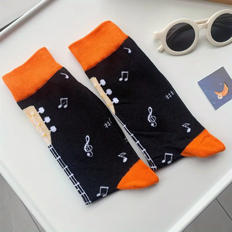Guitar Patterned Crew Socks