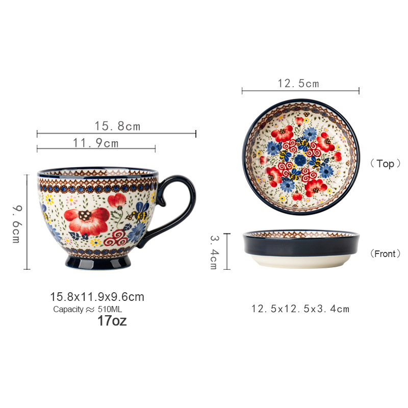 Hand Painted Floral Ceramic Set