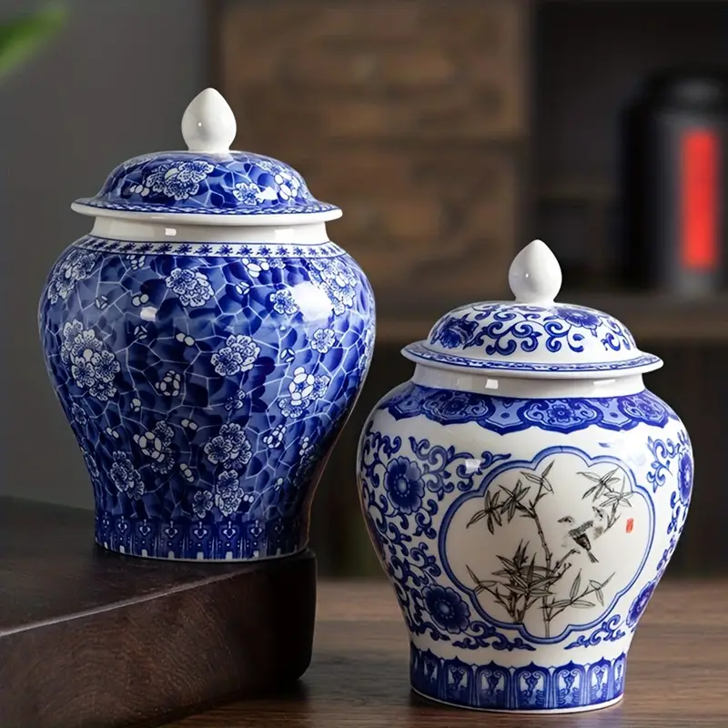 Blue And White Porcelain Ceramic Storage Jar