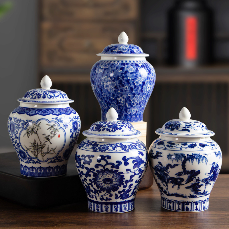 Blue And White Porcelain Ceramic Storage Jar