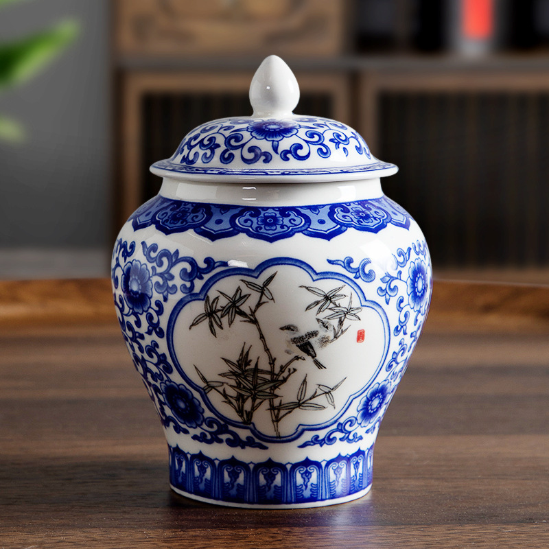 Blue And White Porcelain Ceramic Storage Jar