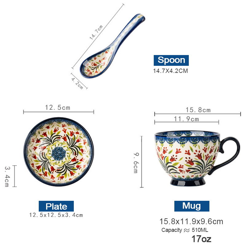 Hand Painted Floral Ceramic Set