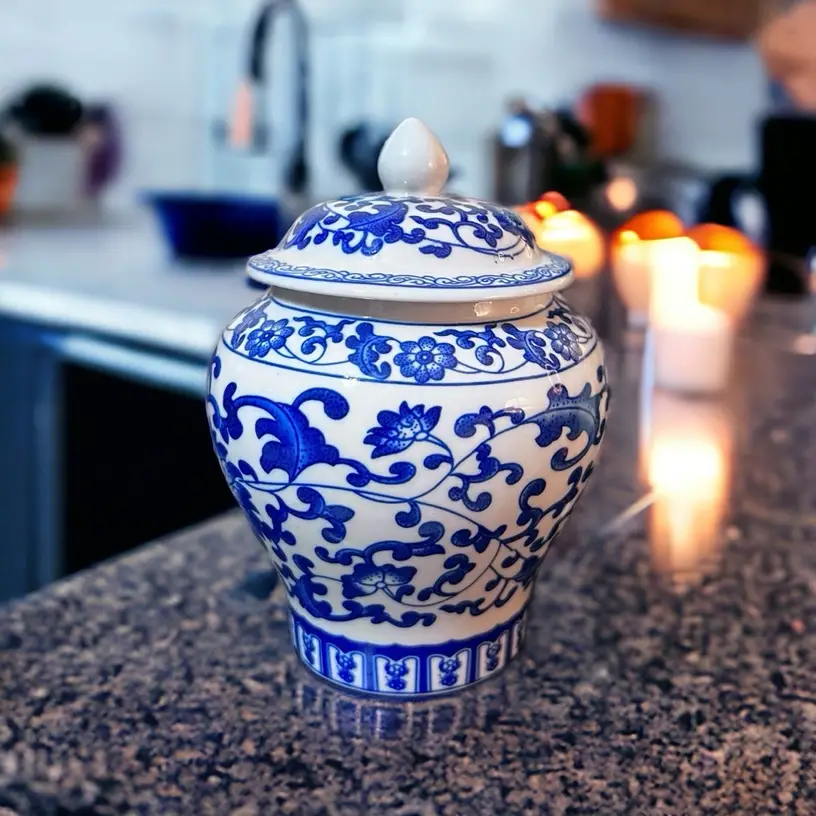 Blue And White Porcelain Ceramic Storage Jar