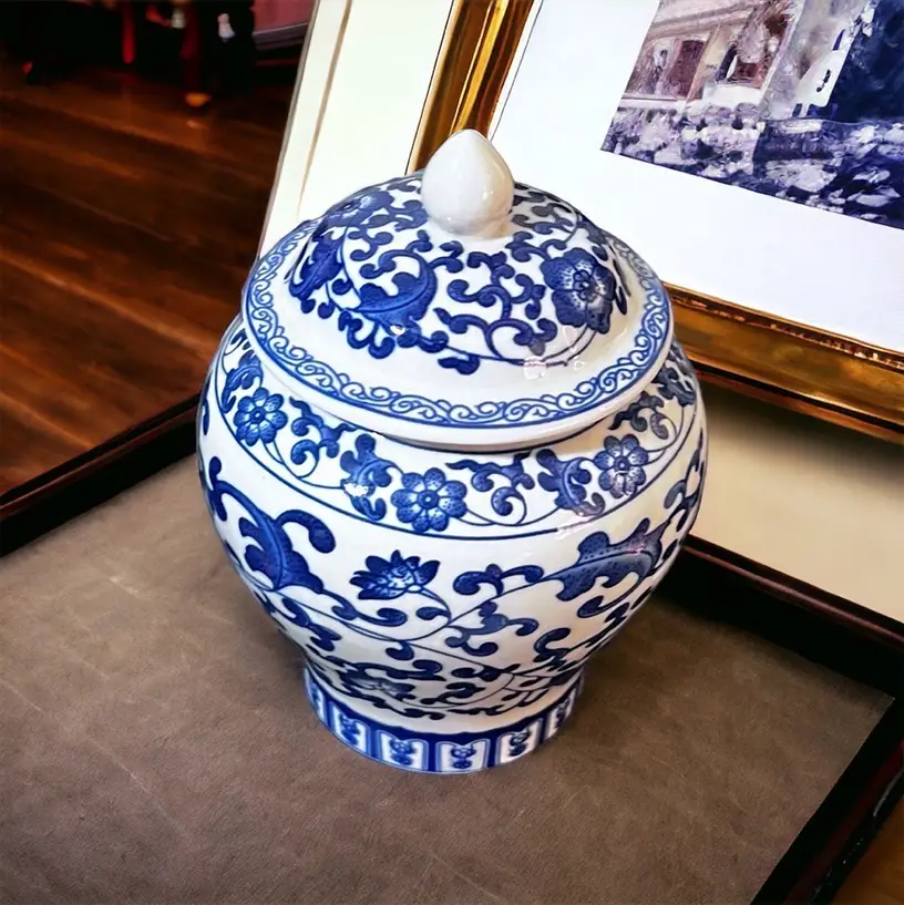 Blue And White Porcelain Ceramic Storage Jar