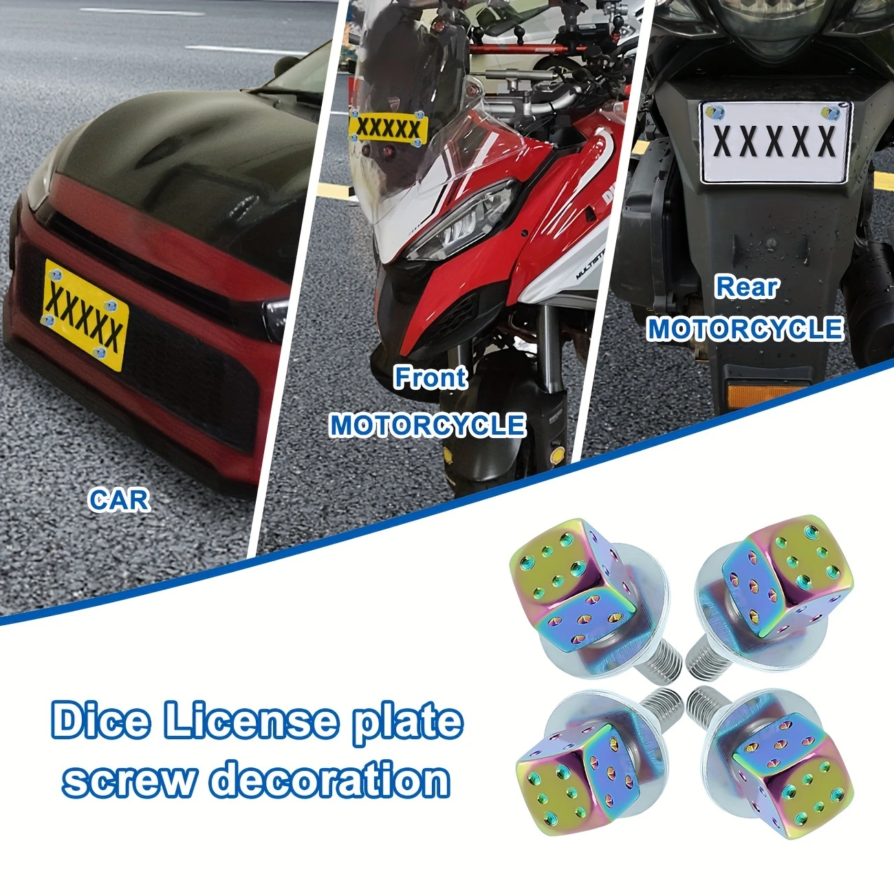 Aluminum Alloy Dice License Plate Bolts – Fits Cars, Trucks & Motorcycles