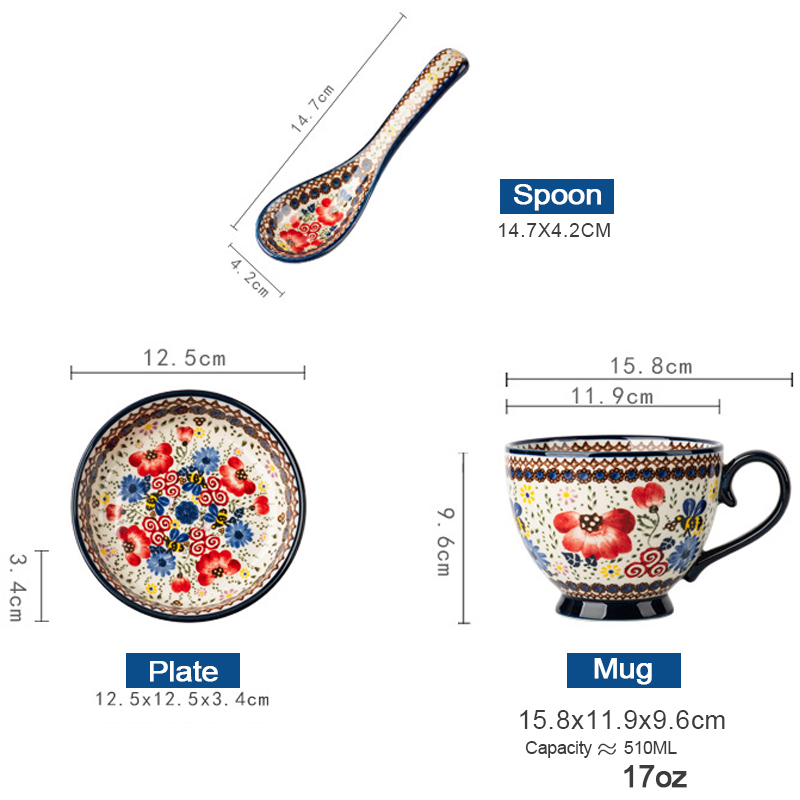 Hand Painted Floral Ceramic Set