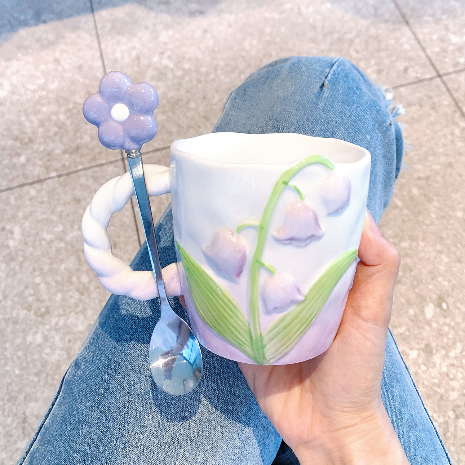 3D Handmade Bell Orchid Mug