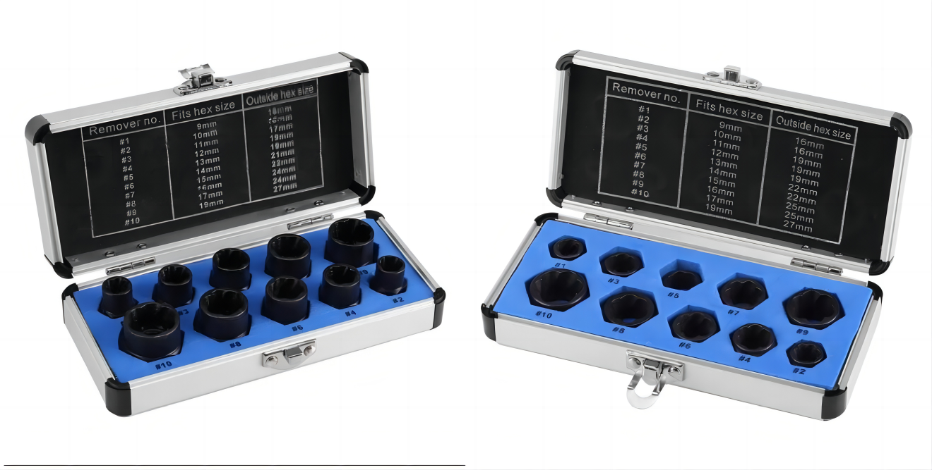 Rounded Bolt Remover - 10pcs Socket Set