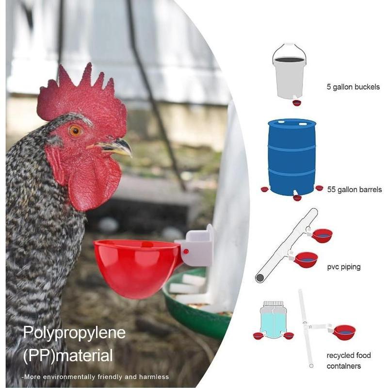 Easy-Attach Poultry Watering Kit – Automatic Cups with Mounting Opener Tool