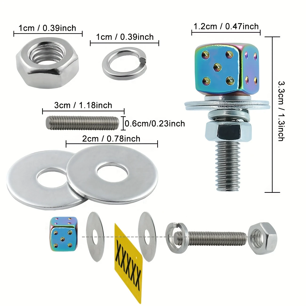 Aluminum Alloy Dice License Plate Bolts – Fits Cars, Trucks & Motorcycles