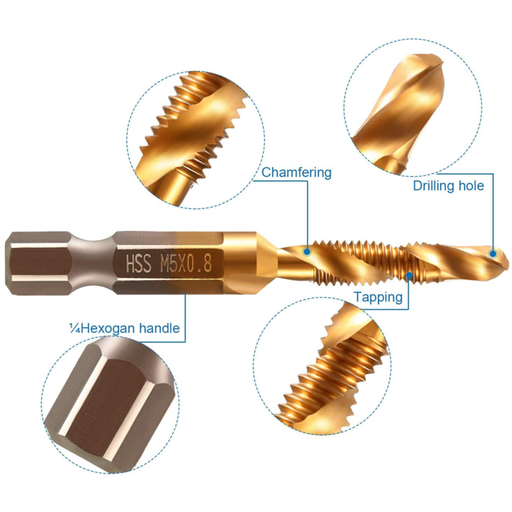 6 Piece Easy Tap Drill Set (Metric/US(SAE) Units)