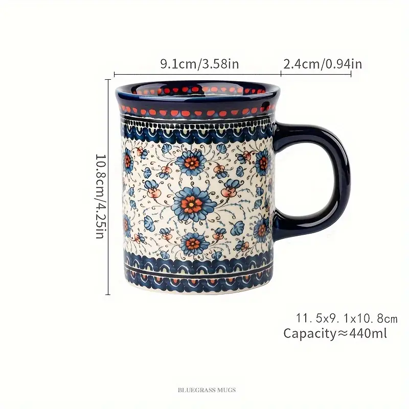 Hand-Painted Floral Ceramic Coffee Mug
