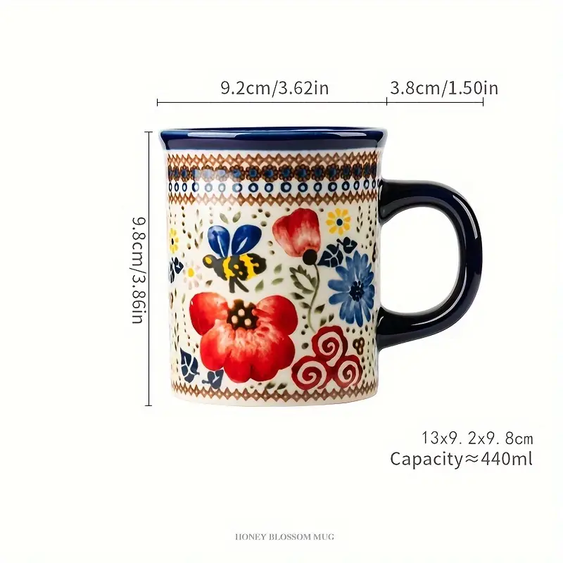 Hand-Painted Floral Ceramic Coffee Mug