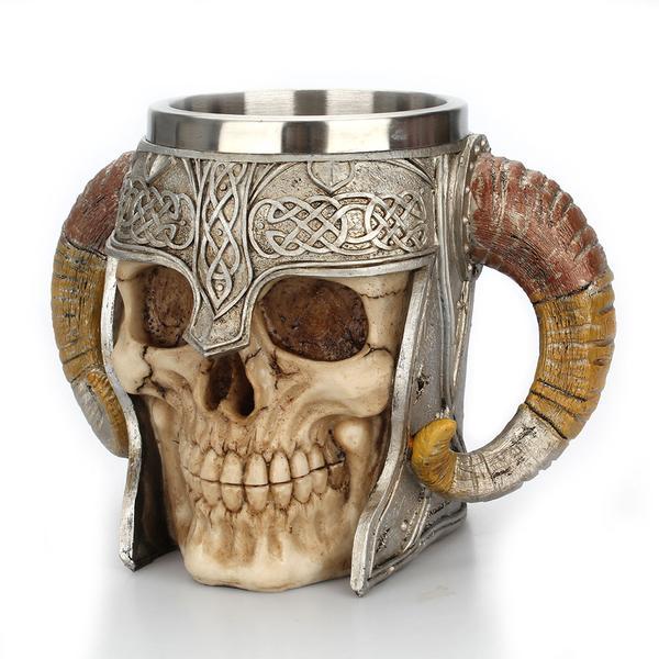 Viking Horned Demon Skull mug
