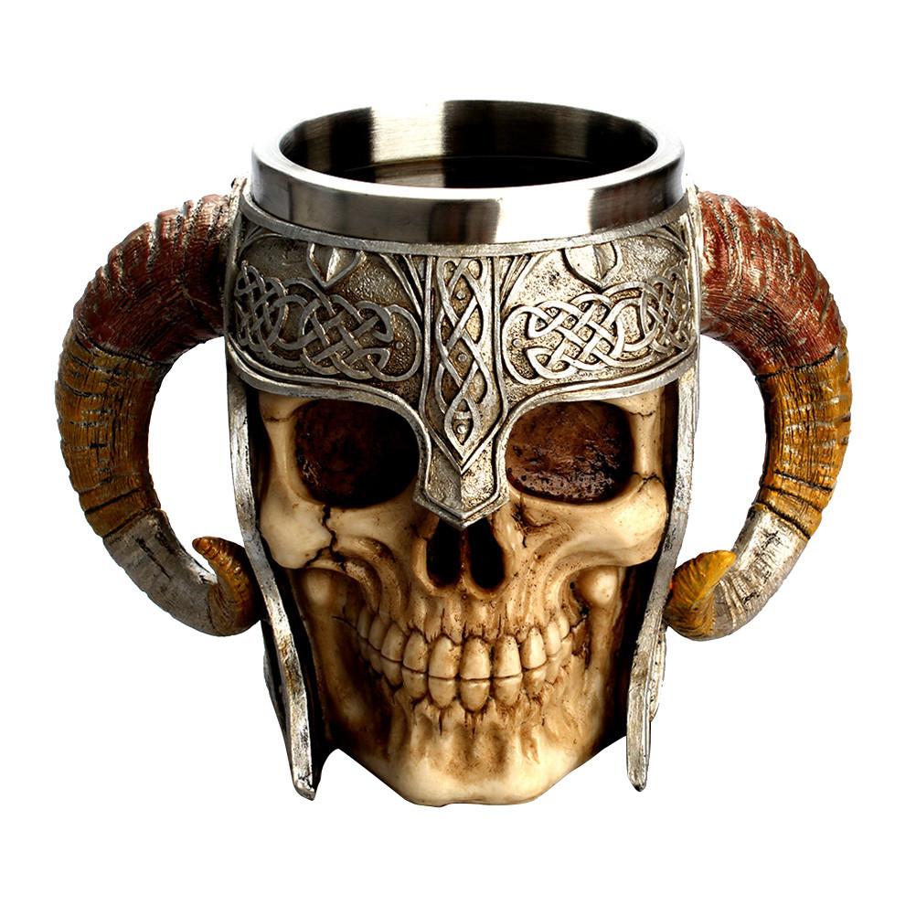 Viking Horned Demon Skull mug
