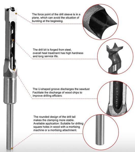 Square-Cut Mortiser Drill Bit