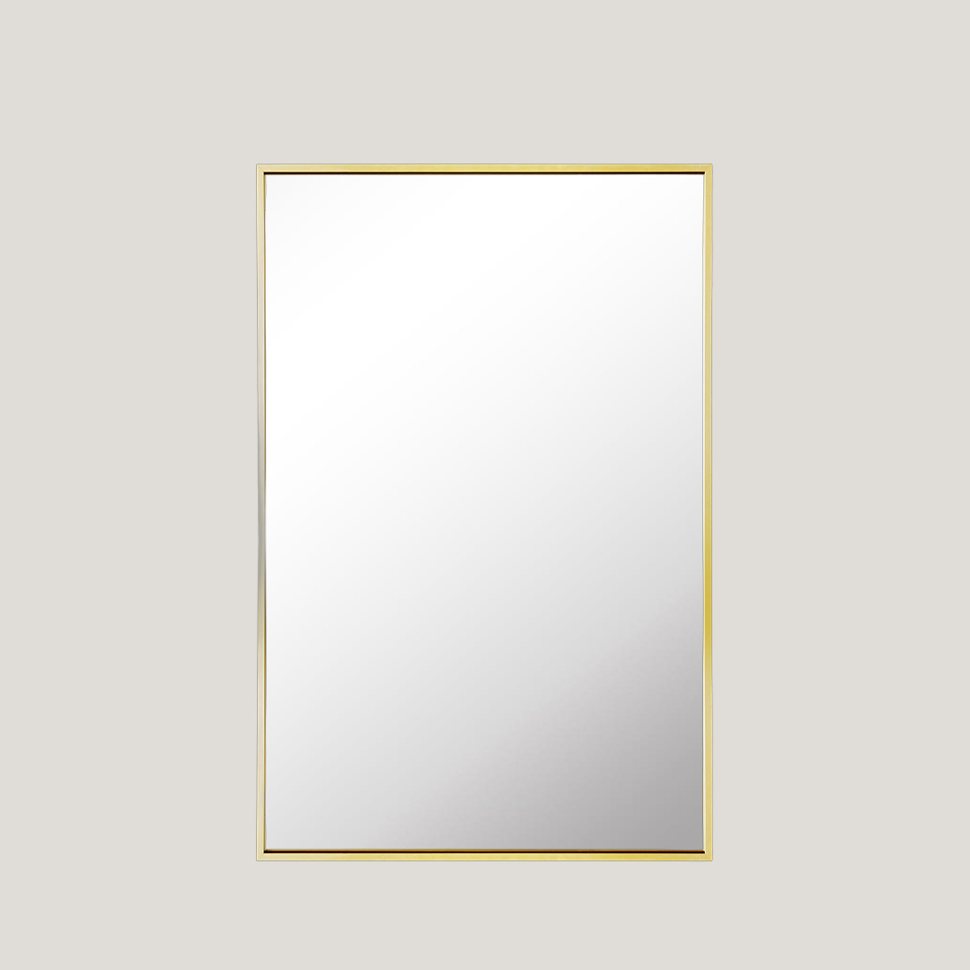 Brodie - Rectangle Mirror | Minimal Metal Scandinavian Mirror (90CM X 60CM) Gold
