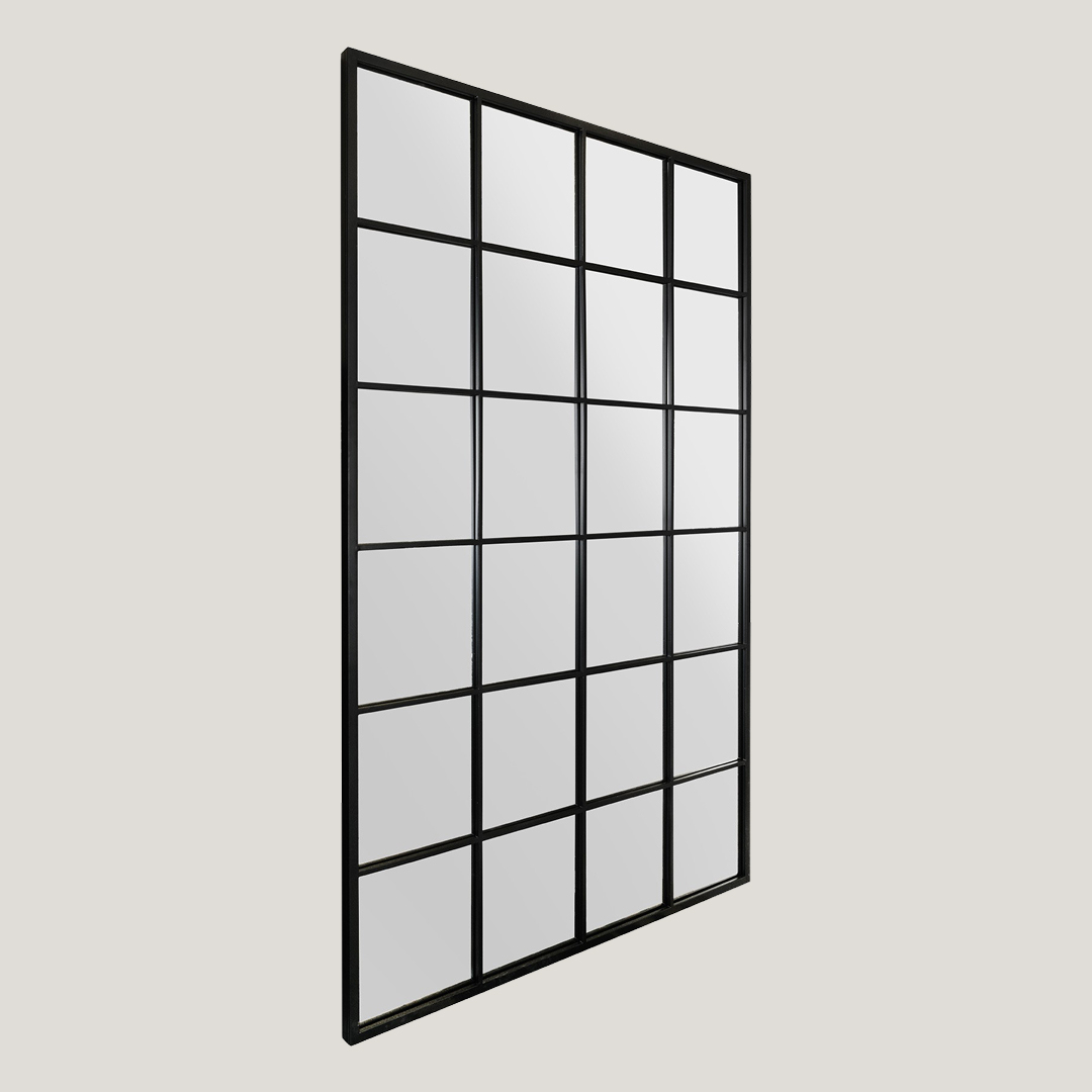 Foundry - Oversized - Black Window Mirror, Industrial Grid Mirror (174CM X 110CM)