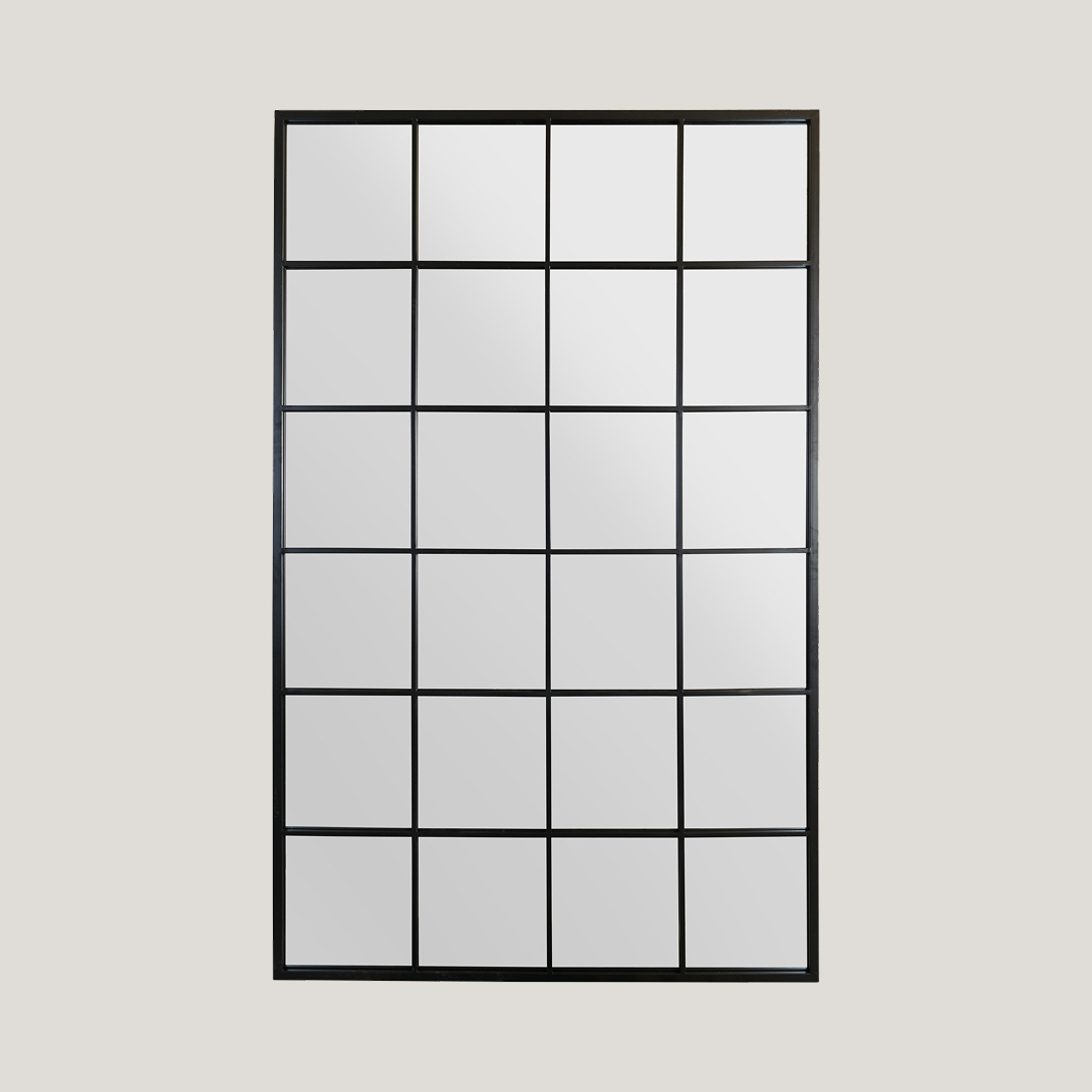 Foundry - Oversized - Black Window Mirror, Industrial Grid Mirror (174CM X 110CM)