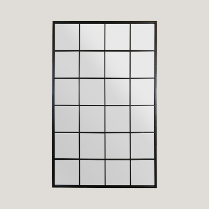 Foundry - Oversized - Black Window Mirror, Industrial Grid Mirror (174CM X 110CM)